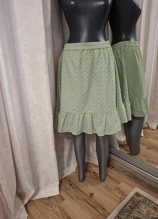 Котоновая с воланом по низу юбка прошва