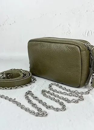 Сумка женская "миа" натуральная кожа, хаки