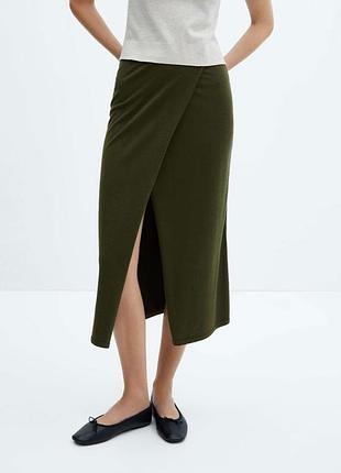 Спідниця міді миди юбка спідниця трикотаз з розрізом спідниця на запах трикотаж миди юбка разрез