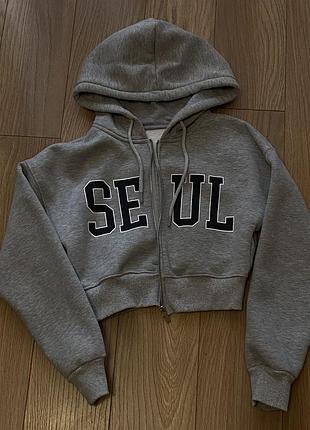 Нова кофта куртка толстовка утеплена на флісі коротка укорочена