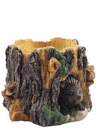 Кашпо ежик в пеньку (гипс) 2,5л 16,5х24х23 тм деклайн