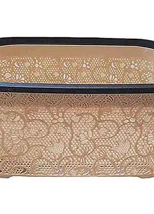 Корзина для белья 40л бежевая dantel с рамой тм консенсус