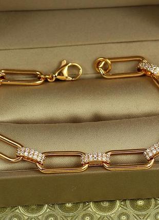 Браслет xuping jewelry периметр з овальними ланками 17 см 7 мм золотистий