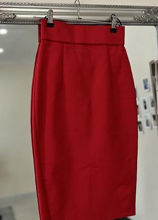 Спідниця олівець червона з високою талією