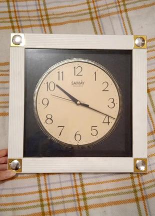 Настінний кварцовий годинник samay з білою рамкою