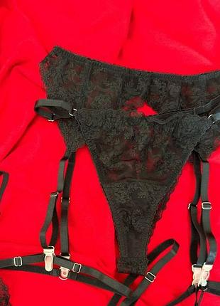 Трусики стринги сетевые пояс для чулок закалки