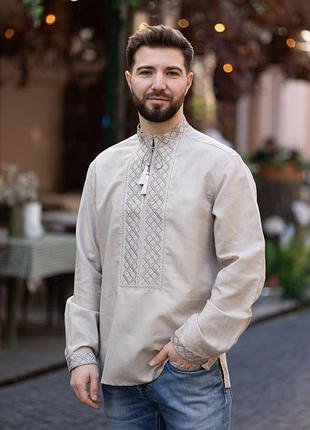 Вишиванка чоловіча (льон бежевий)