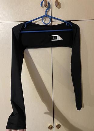 Кроп топ рукави з мікродайвінгу спандексу чорний shein