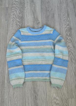 В'язаний джемпер vero moda new embrace в смужку блакитний светр кофта