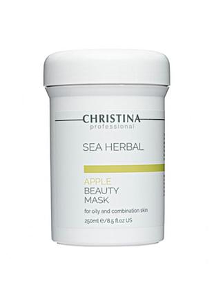 Яблучна маска краси для жирної та комбінованої шкіри sea herbal beauty mask green apple christina 250 мл