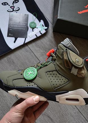 Кроссовки travis scott x air jordan 6 retro gs 'olive'
