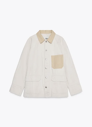 Стильная джинсовая рубашка куртка экрю 5216/054/712 zara