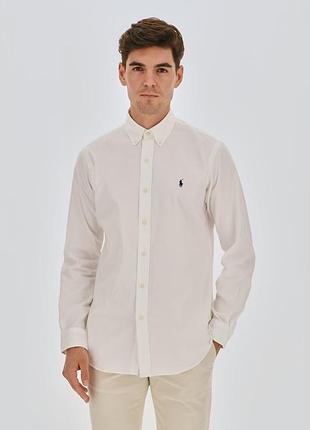 Рубашка polo ralph lauren из эластичного оксфорда, подходящего для любой одежды