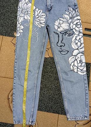 Джинсы мом ручная роспись размер с м