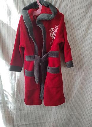 Детский теплый халат красный халат st. bernard 4-5 лет