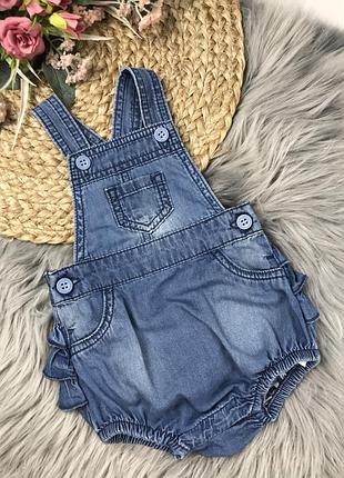 Джинсовий комбінезон з рюшами на попі 0-1 міс.