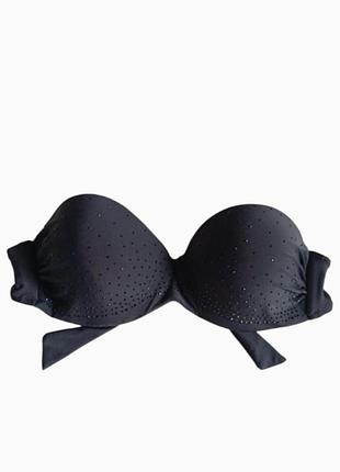 Верх к купальнику черный без брителей с пуш-ап со стразами rae размер 46