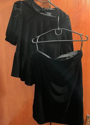 Костюм велюровий(баска+спідниця)