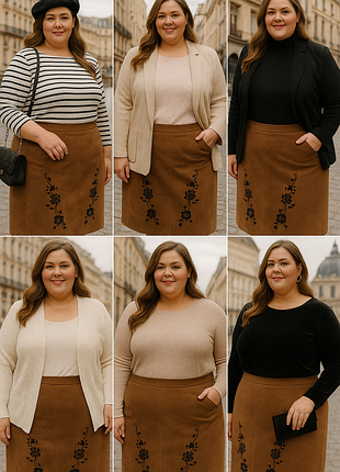 Большой размер 100% кожаная юбка миди роскошная фирменная натуральная