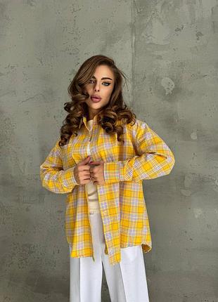 Картата фланелева сорочка oversize, клетчатая рубашка оверсайз