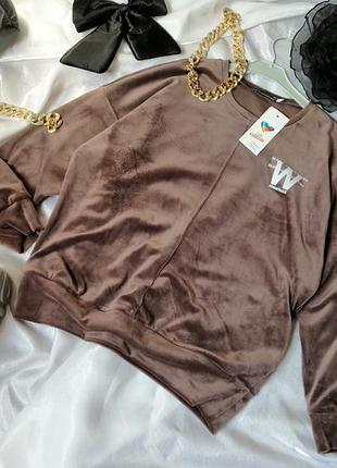 Блуза кофта стрейч велюр оксамит принт леопард з капюшоном трикотаж