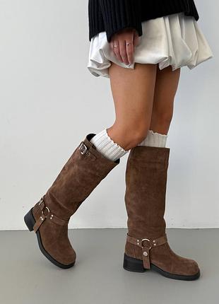 Натуральная замша, шикарные женские сапоги еврозима