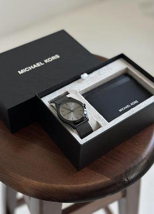 Чоловічий подарунковий  набір годинник + картхолдер mk1085set michael kors