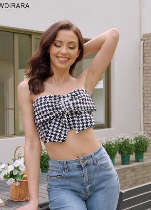 Червоний топ з бантом та камінчиками