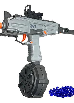 Детский игрушечный гель бластер на орбизах узи в топовой комплектации + обойма барабан с электрической подачей
