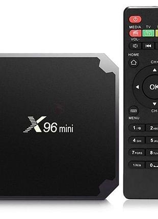 Приставка смарт тв бокс smart tv box x96 mini 4-ядерна 2 гб/16гб андроїд 7.1.2 чорний 4k