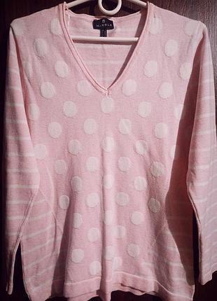 Свитер розового цвета с белым горошком бренда -marble(шотландия)