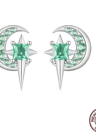 🌙 срібні сережки “місячне сяйво” зі вставками фіаніту