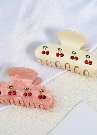 Заколка-краб( вишеньки )