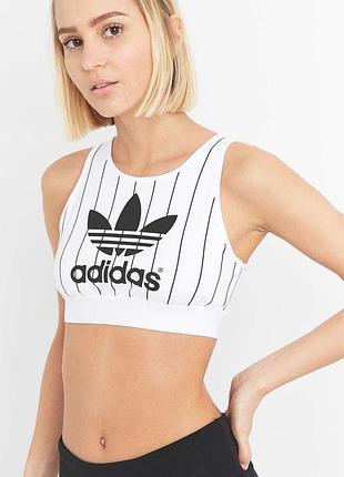 Топ адидас adidas в полоску с логотипом бюстгальтер бра  хлопковый котон полосатый