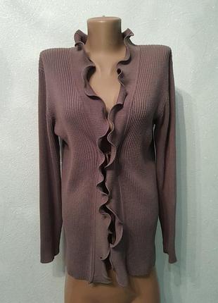 Кофейный кардиган, накидка с рюшами