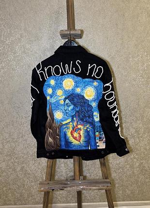 Джинсова куртка з ручним розписом