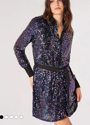 Сукня рубашка в паєтку apricot