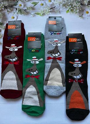 Носки махровые новогодние happy new year олени lvivski, р.27-29(43-46)