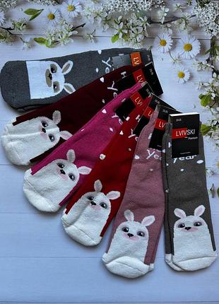 Носки махровые новогодние happy new year зайчики lvivski, р.23-25(36-39)
