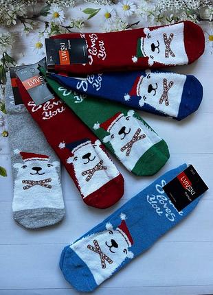 Носки махровые новогодние santa loves you мишки lvivski, р.23-25(36-39)