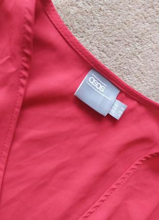 Красива червона оверсайз блуза сорочка на запах з розрізами з боків3 фото