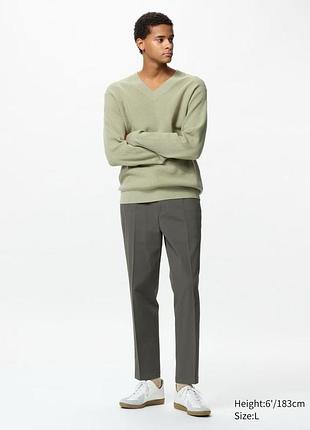 Брюки uniqlo оливковi smart ankle trousers (cotton)