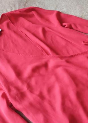 Красива червона оверсайз блуза сорочка на запах з розрізами з боків4 фото