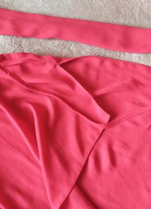 Красива червона оверсайз блуза сорочка на запах з розрізами з боків5 фото
