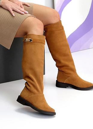Сапоги "orion" женские замша флис camel 25407
