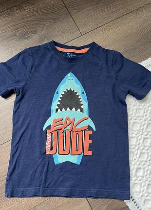 Синя футболка майка з акулою для хлопчика 5 років 110 см