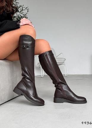 Сапоги женские wix шоколад, натуральная кожа зима