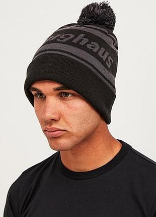 Унисекс шапка бини с помпоном berghaus berg beanie - carbon/black