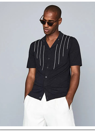 Мужская вязаная рубашка reiss из льна и вискозы size s
