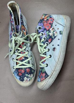 Шкіряні кеди квітковий принт eject